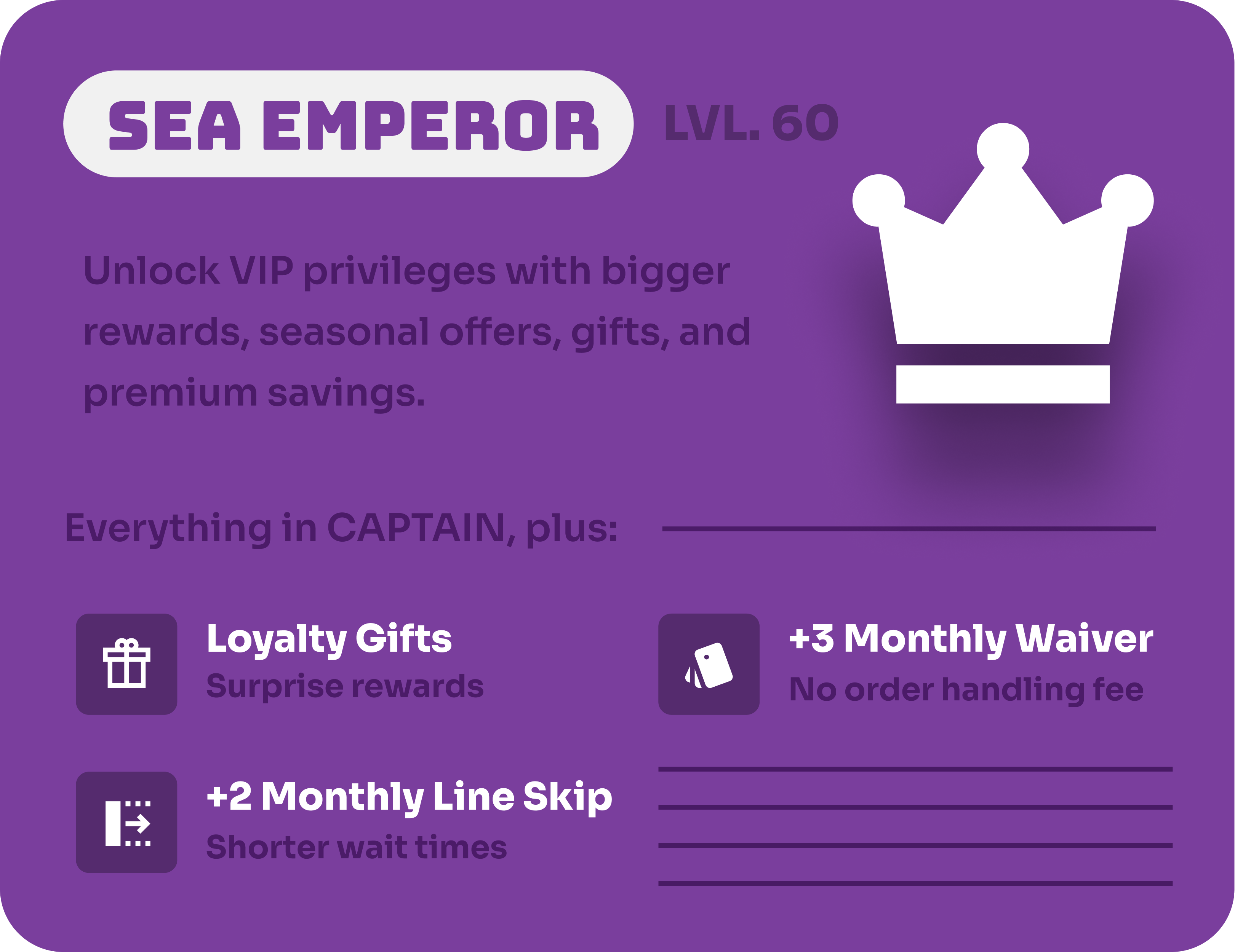Sea Emperor tier benefits